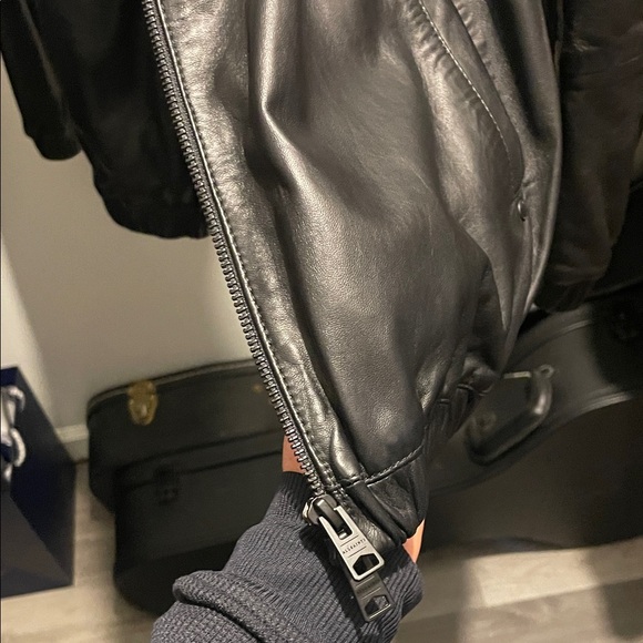 All Saints Payton  leather hooded jacket - Picture 7 of 8